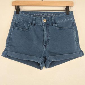 American Eagle aegean blue hi rise denim shortie 2